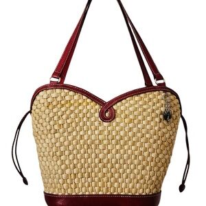 Brighton Red and Tan Woven Tote